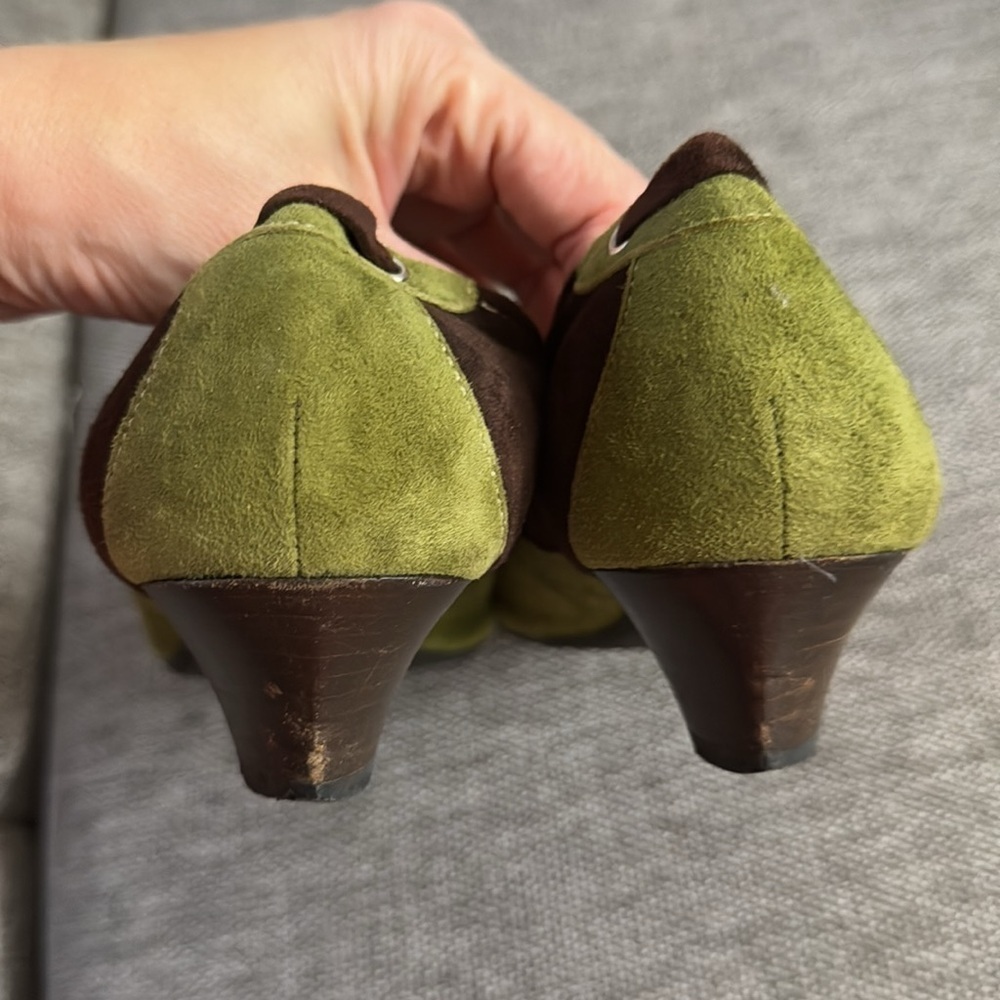Women’s Diane B Milano Suede Green Brown Shoes Vintage Italy 38.5 Used - Picture 8 of 15